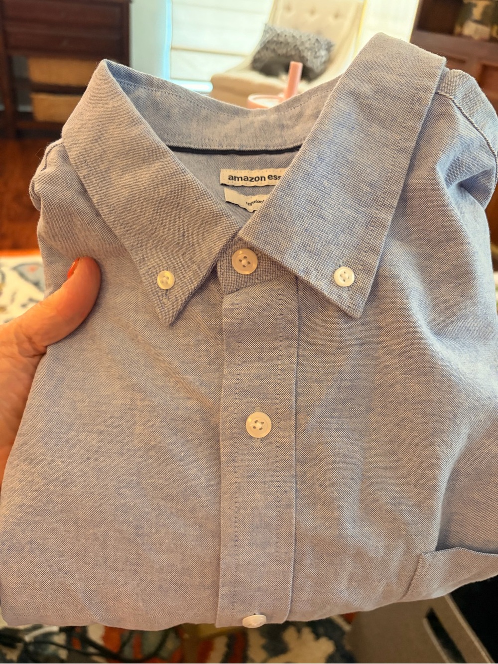 Amazon Essentials Men’s Light Blue Oxford Button-Down Shirt Short Sleeve NWT XL